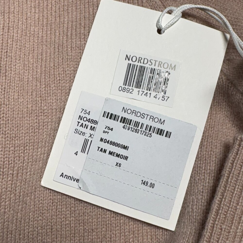 Nordstrom 100% Cashmere Crewneck Sweater – Tan Memoir – XS (NWT) - Picture 6 of 9